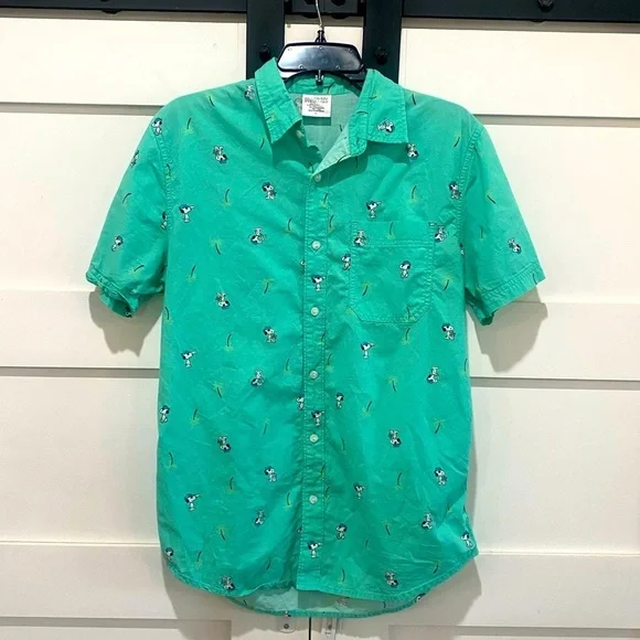 Peanuts Mint Green Casual Button Down Shirt - Picture 2 of 5
